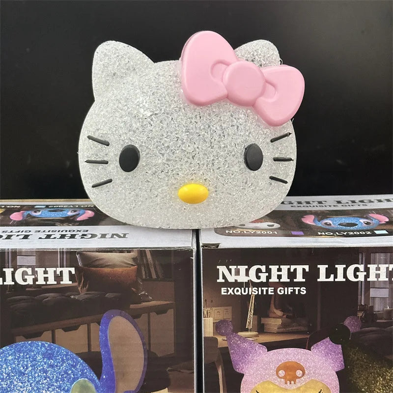 Cute Kuromi Particle Projection Night Light Cartoon Stitch Hellokitty Kurm 3D Doll Reading Lamp USB Creative Desk Lamp Kid Gifts