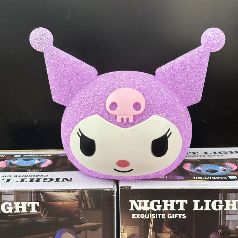 Cute Kuromi Particle Projection Night Light Cartoon Stitch Hellokitty Kurm 3D Doll Reading Lamp USB Creative Desk Lamp Kid Gifts